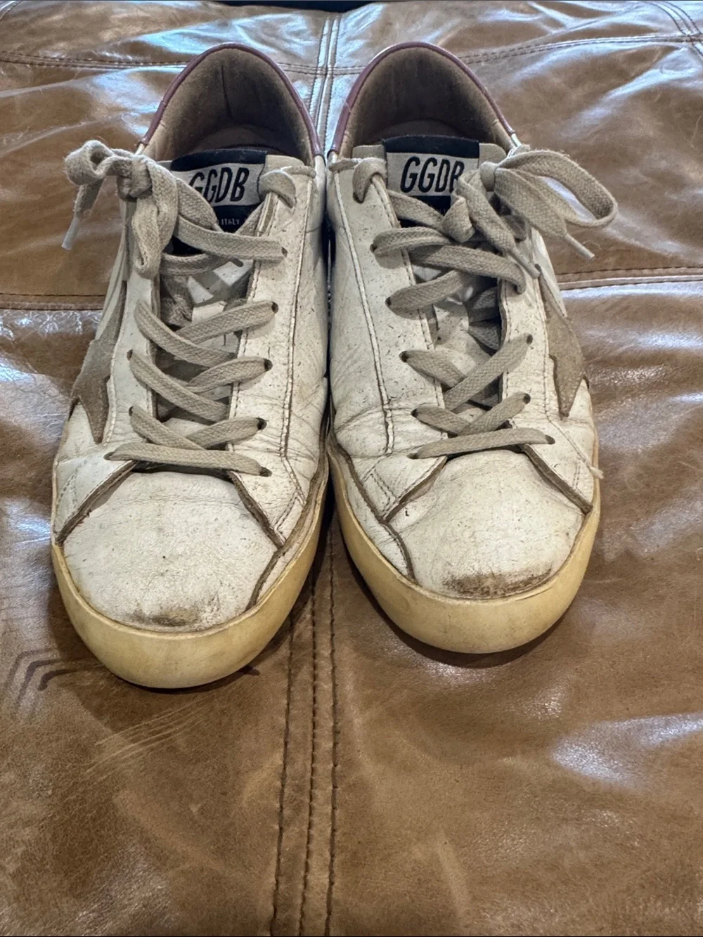 Golden Goose White Sneakers with Beige Star and Pink Heel 40 US10 - Picture 3 of 10